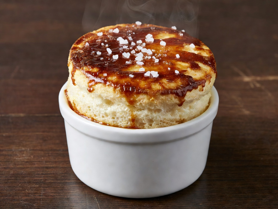 Salted caramel soufflé with caramelized top
